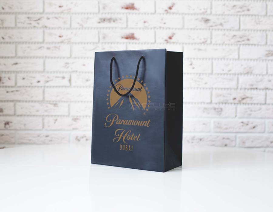Black Paper Bags Portrait Branding Oman