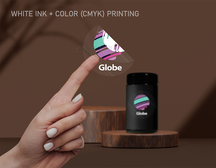 White Ink with Color Ultra Clear Stickers Oman